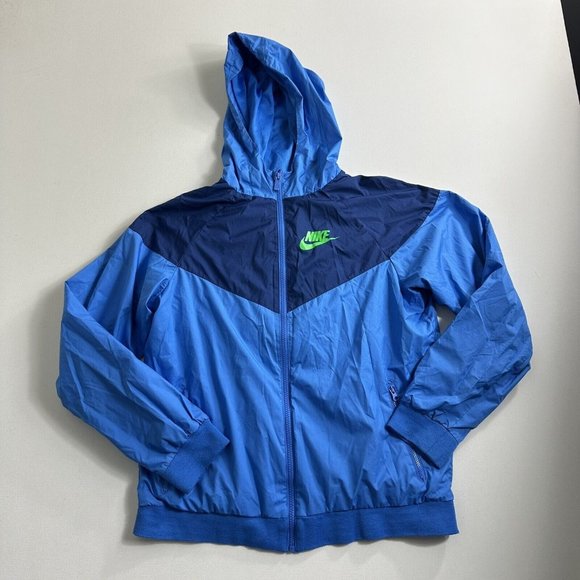 NIKE Sportswear Windrunner Jacket Boys XL Hooded Blue Colorblock Windbreaker‎ - Picture 1 of 10
